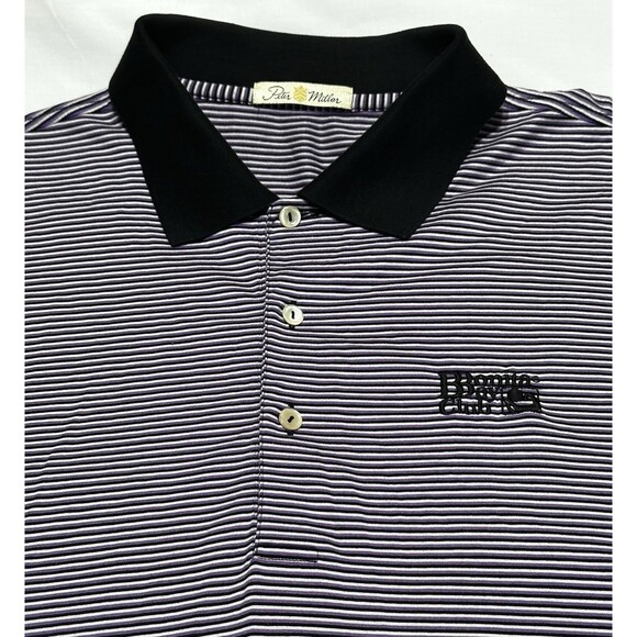 Bonita Bay Club Peter Millar Polo Golf Men’s Large Striped Mercerized Cotton - Picture 1 of 8